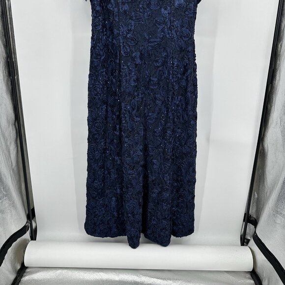ALEX EVENINGS maxi dress gown sequins formal special occasion navy blue plus 20W - Picture 8 of 10